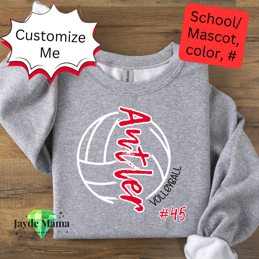 Custom Volleyball Tee or Crewneck