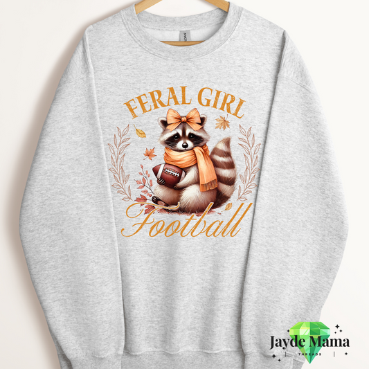 Feral Girl Football Crewneck Todd/Youth/Adult