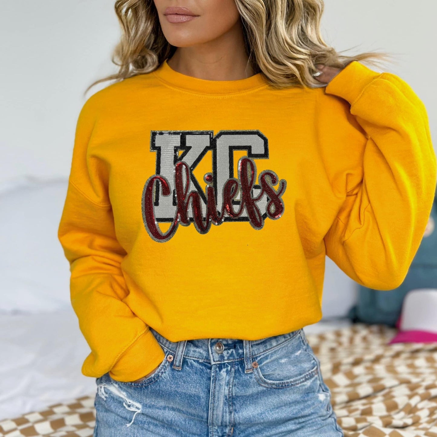 KC Chiefs Chenille Patch Sweatshirt