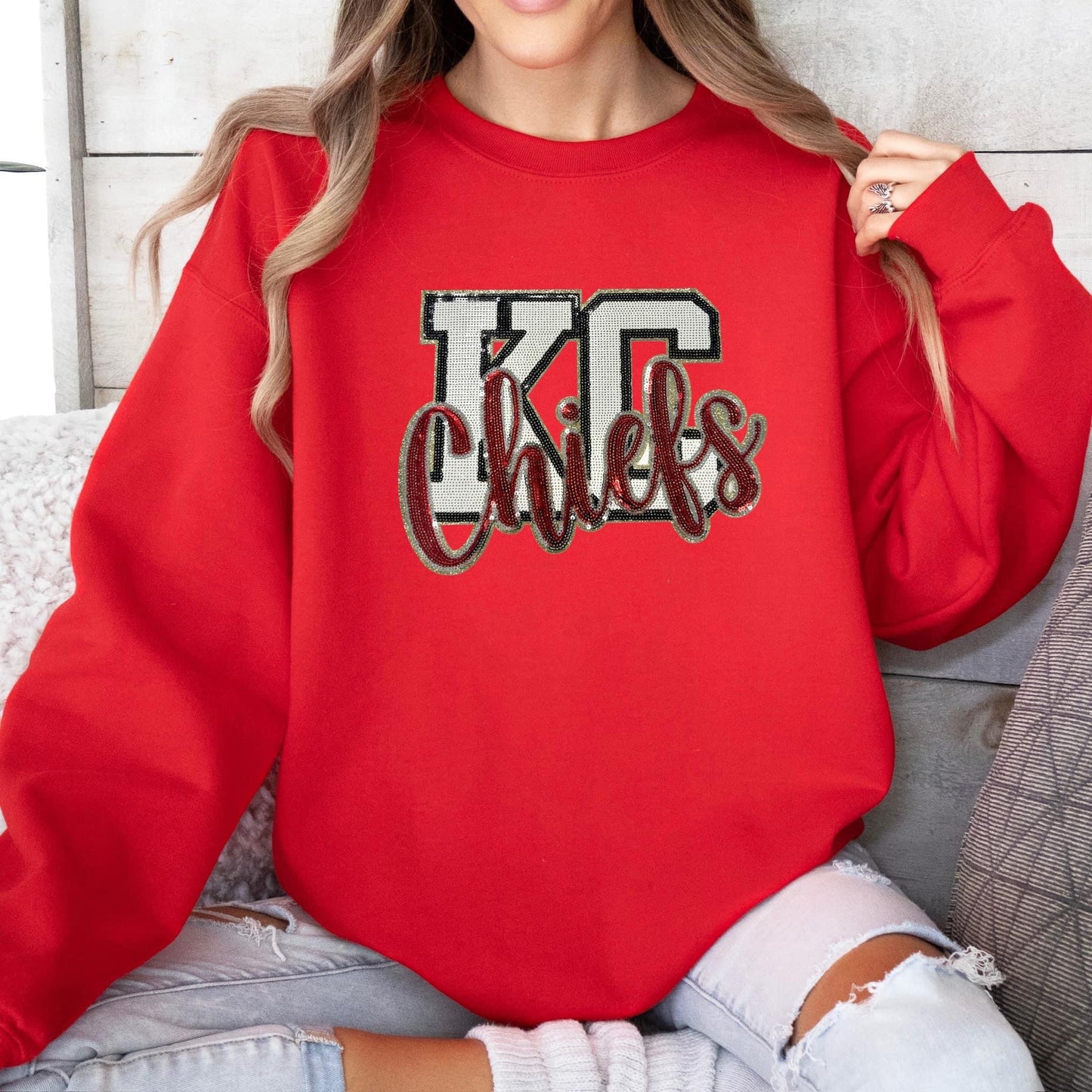 KC Chiefs Chenille Patch Sweatshirt